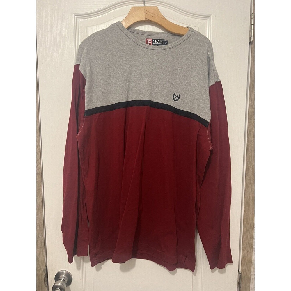 Vintage Ralph Lauren Long Sleeve Shirt Size  large Gray‎ And Maroon Y2K